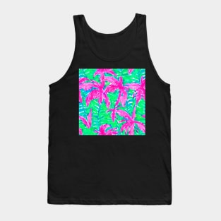 Pink palms tropical forest watercolor seamless pattern Tank Top